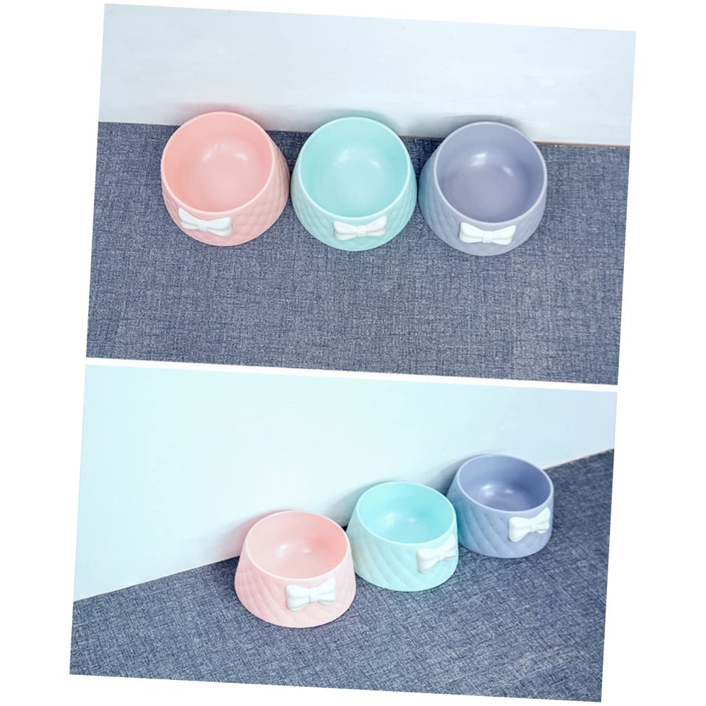 ORFOFE 2-Pack Pet Bowls with Decorative Bow Design