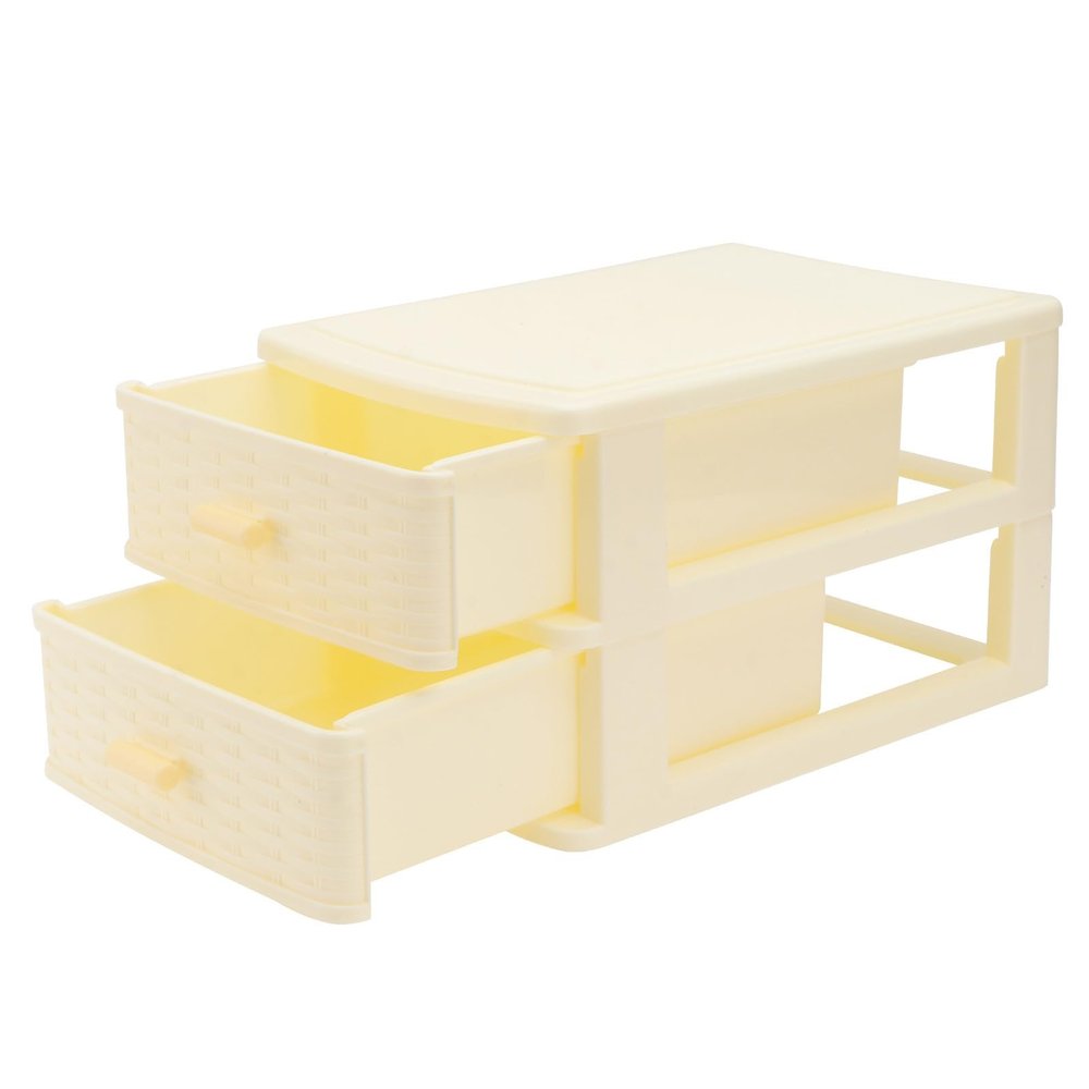Beige Plastic Drawer Organizer with Large Capacity