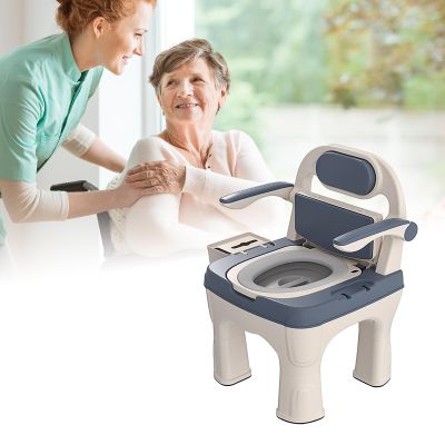 Commode Chair, 299 kg Capacity, Padded Seat, Fold-Up Arms