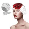 Reusable Double-Layer Women's Shower Cap with Red Rose Print view 3