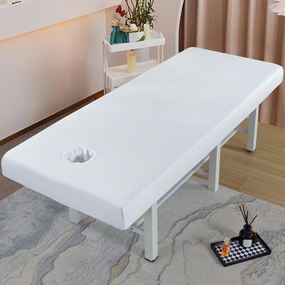 LDLCYCN Waterproof Spa/Massage Table Cover with Face Hole, Elastic All-Around Fit, Square Head, White, 190 x 80 cm (H)