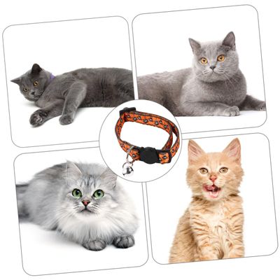 COLLBATH 4-Piece Adjustable Pet Collar Set with Halloween Print