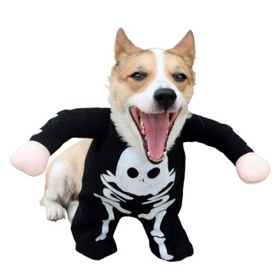 Glowing Funny Spooky Skull Skeleton Dog Costume for Halloween