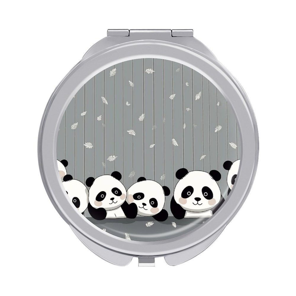 VFMKT Funny Panda Travel Makeup Mirror, Portable Folding Compact Mirror with 1x/2x Magnification