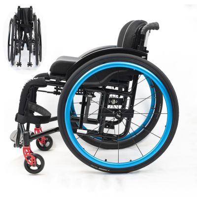 Foldable Portable Sports Wheelchair, Manual Aluminum Alloy Transport Wheelchair for Adults