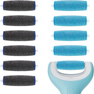 11-Piece Callus Remover Replacement Roller Heads Compatible with Scholl Velvet Smooth – 6 Extra-Coarse, 5 Coarse