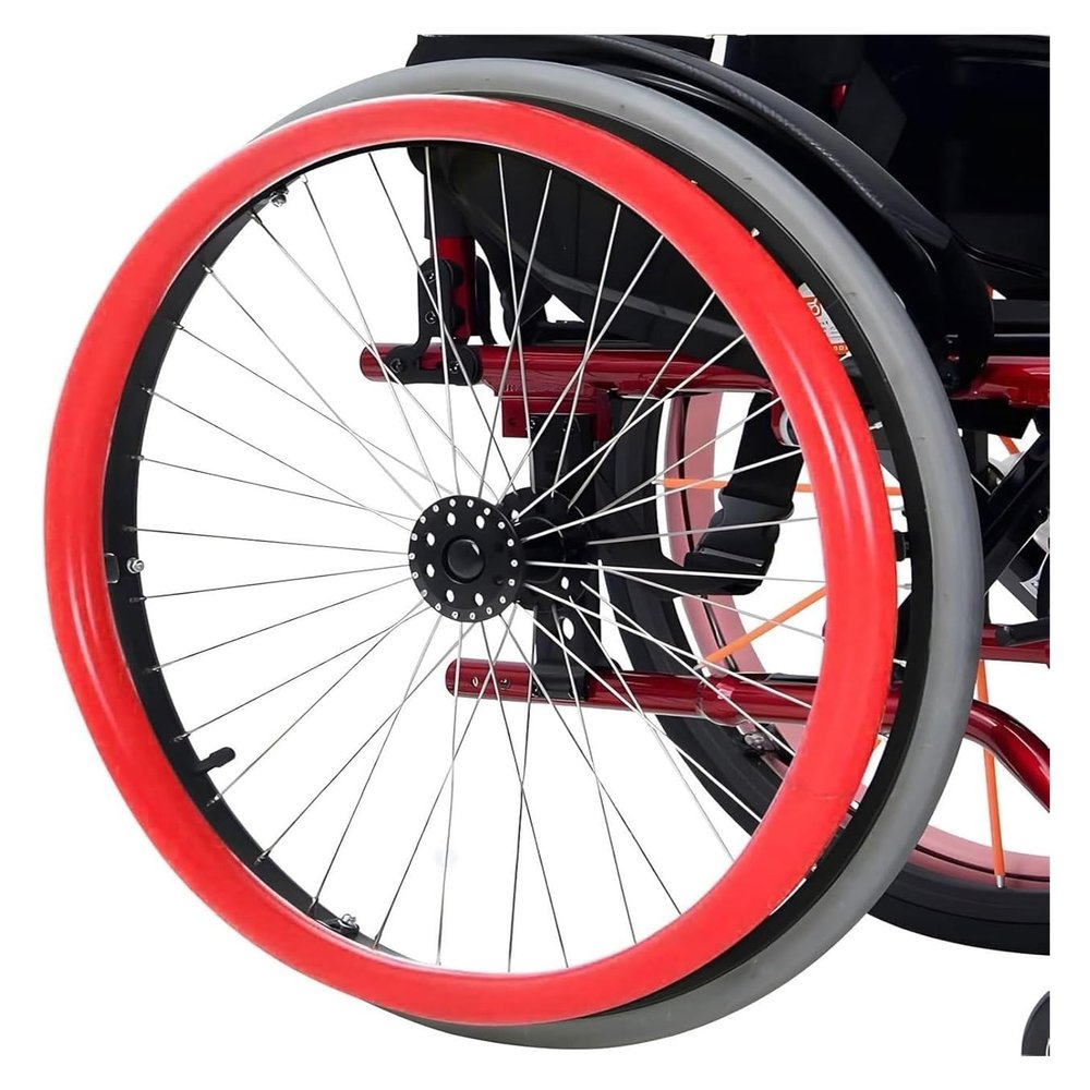 Wheelchair Push Rim Covers, 1 Pair, Non-Slip, Wear-Resistant, Red, 22-Inch
