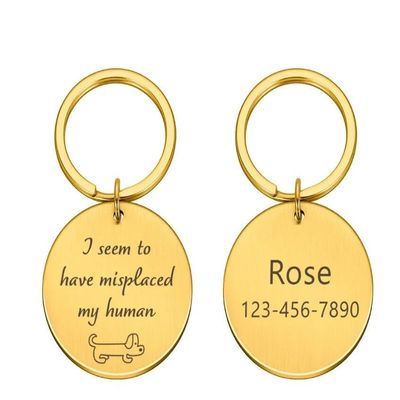 Personalized Engraved Dog Tag, Gold, 20 mm