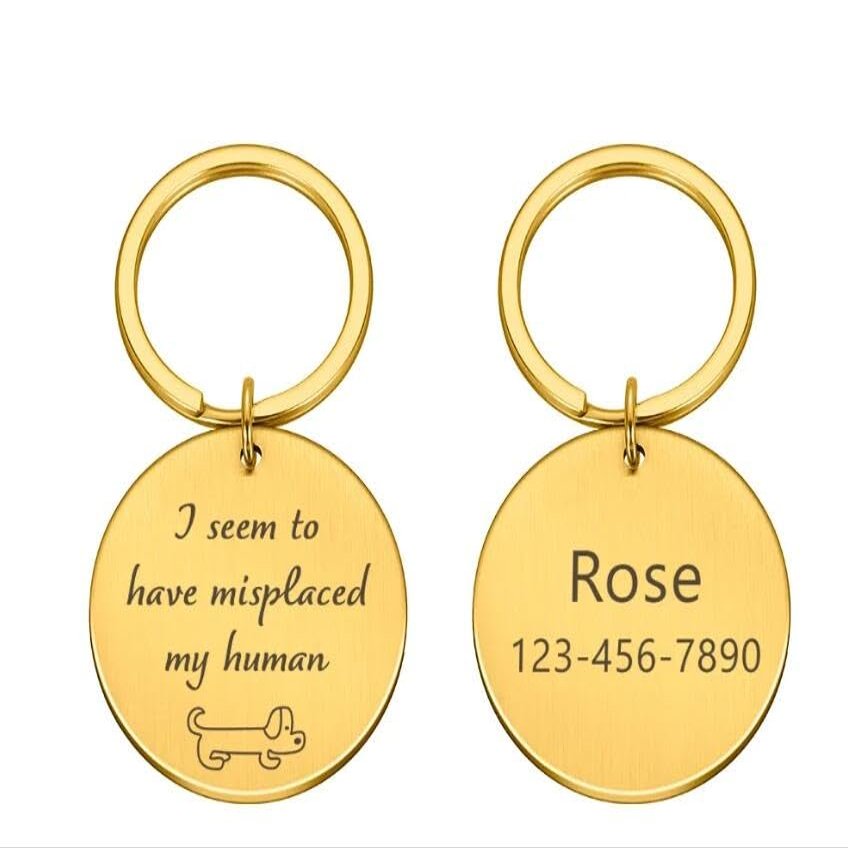 Personalized Engraved Dog Tag, Gold, 20 mm