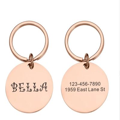 Personalized Pet ID Tag, Mirror-Finish Bone, Rose, 20 mm