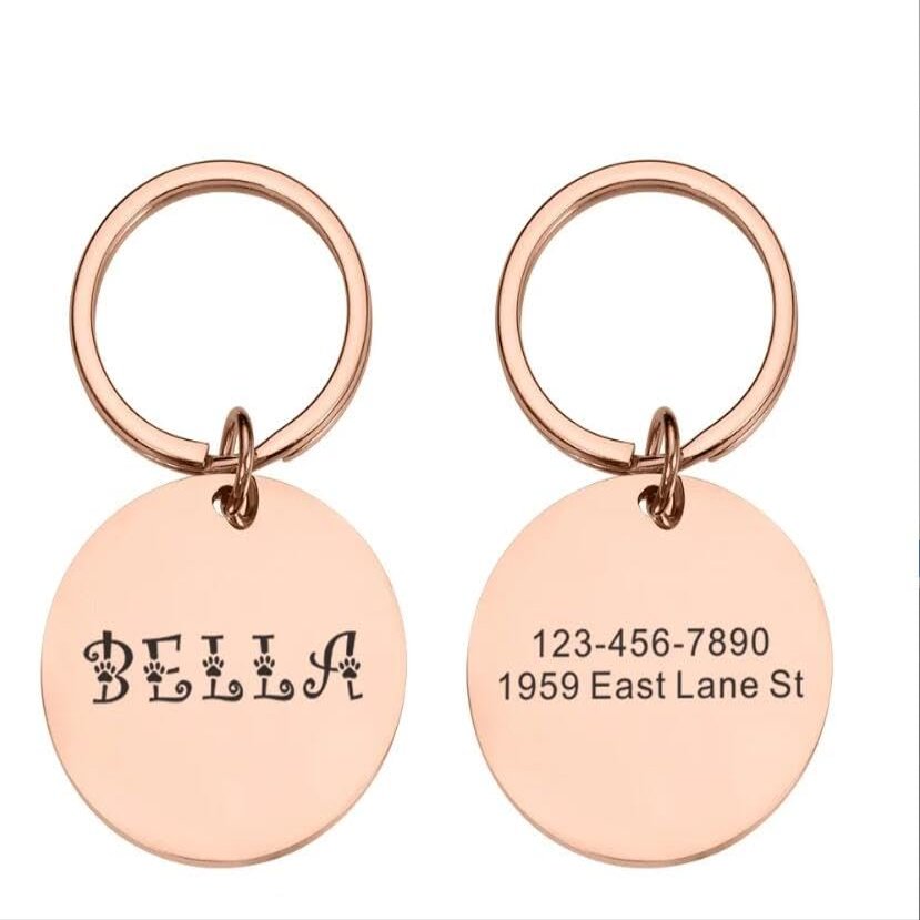 Personalized Pet ID Tag, Mirror-Finish Bone, Rose, 20 mm