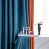 KnSam 2-Piece Navy Blue & Orange Chenille Curtains, Geometric Vintage Pattern, 132 x 244 cm view 2