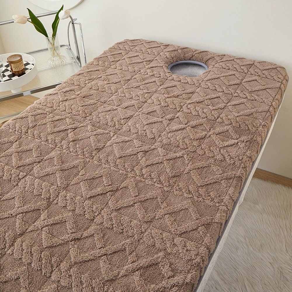 LDLCYCN Thick Sponge Massage Table Pad with Face Hole, Coffee, 6 cm, 70 × 190 cm