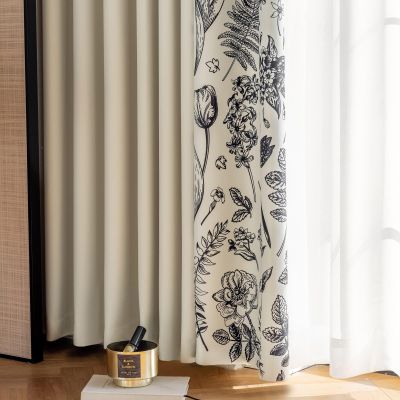 KnSam 2-Piece Set of Milky White Flower Patchwork Curtains for Girls, 96 x 138 cm Each
