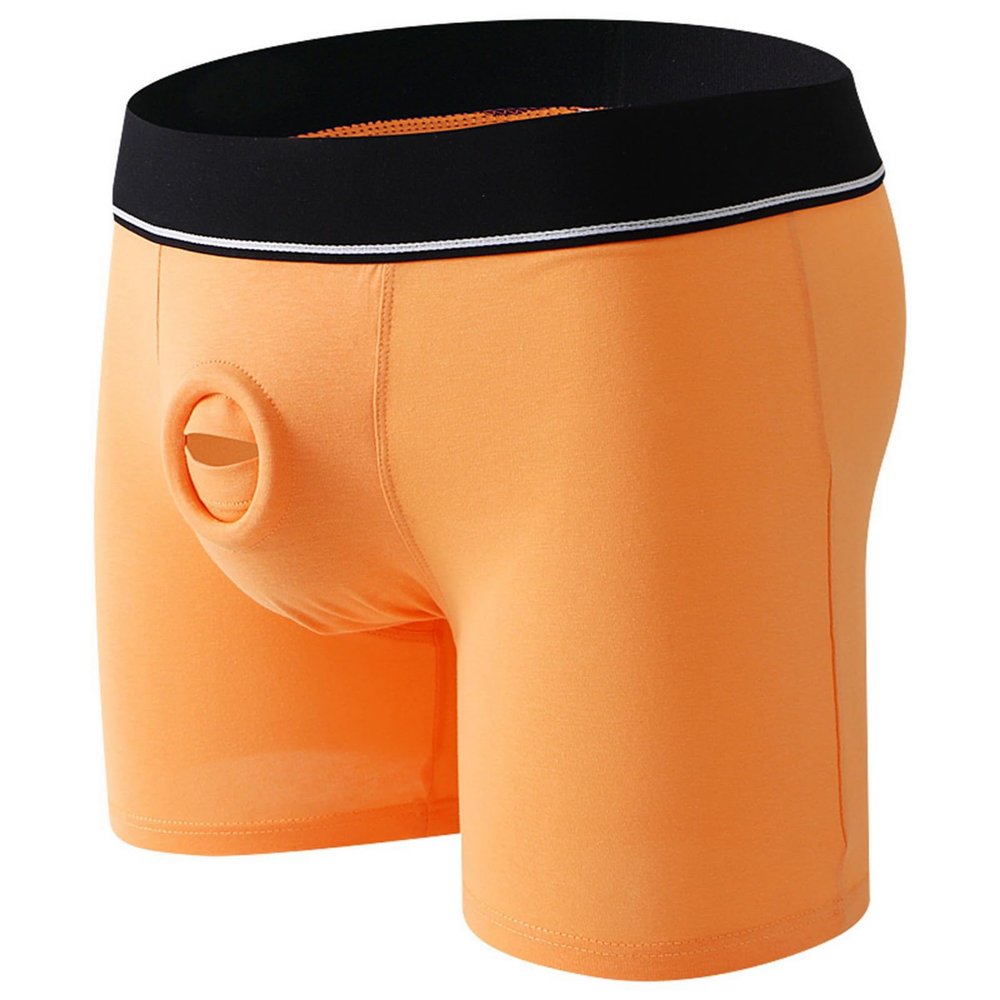 Faringoto Men's Sexy Cutout Cotton Boxer Briefs, Sunset Chevron, XL
