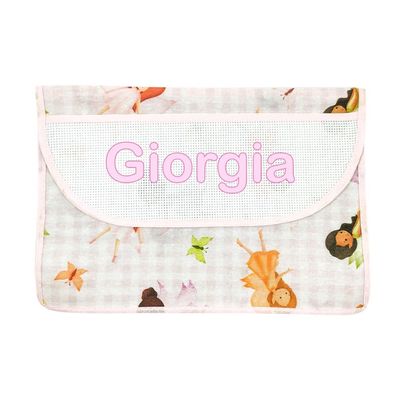 ALMATEX SRL Personalized Nursery Envelope with Name, 20 x 29 cm, Personalized Ribbon, 100% Cotton, Made in Italy (Fatine)