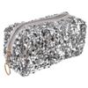 Square Sequin Cosmetic Bag with Zipper for Women, Travel view 1