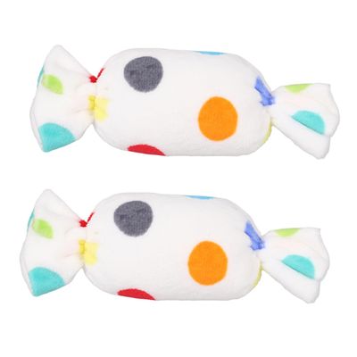 WOONEKY Squeaky Dog Toys, 2-Pack Plush Chew Toys for Puppies, Candy-Shaped, Unstuffed