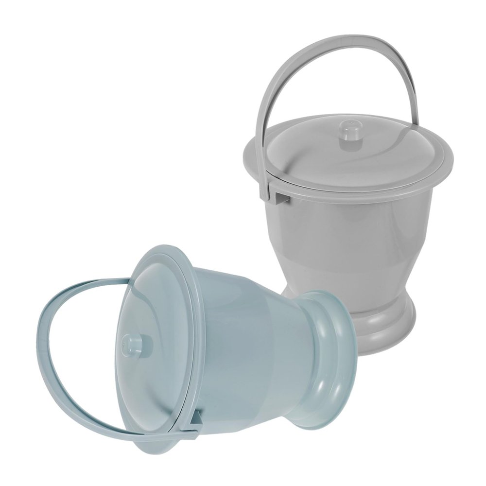 minkissy 2-Piece Portable Urinal and Spit Bowl, Plastic Bedside Urine Container