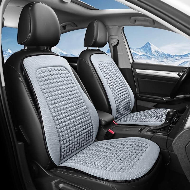 LHZPGC Car Seat Cover, Cooling Cushion for BYD Song Plus EV 2021–2023, Breathable Ice Silk Seat Protector, D-Grey-2 Set Cushion