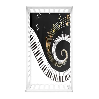 Odot Baby Crib Fitted Sheet, 3D Piano Keys Print, 40 x 90 cm, Gold Music Note