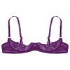 Kvysinly Women's Underwire Lace Push-Up Open-Bust Bra, Violet, M view 3