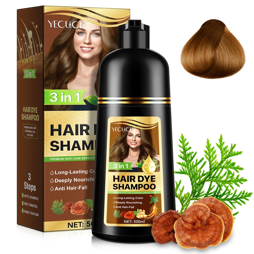 3-in-1 Hair Dye Shampoo, Coffee, 500 mL