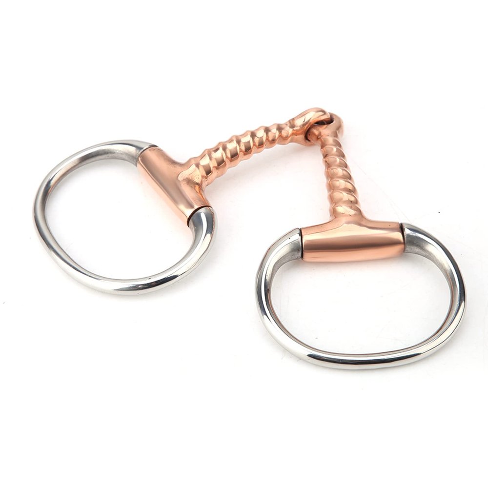 TIKATARER Full-Cheek Snaffle Bit for Horses, Stainless Steel, Copper Corkscrew Mouth