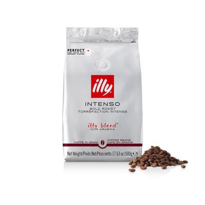 illy Whole Bean Coffee, Intenso Dark Roast, Warm Cocoa and Dried Fruit Notes, Full-Bodied, 100% Arabica, No Preservatives, 500 g