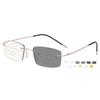 ABETOS Self-Tinting Progressive Reading Glasses, Rimless Titanium, Pink +1.0 view 1