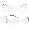 ABETOS Self-Tinting Progressive Reading Glasses, Rimless Titanium, Pink +1.0 view 3