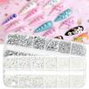 JKDSAO 12-Grid Flatback AB Pearl Nail Art Decorations, White Silver Pearls-12P-07 view 2