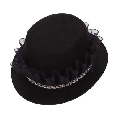 HAPINARY Adjustable Black Fabric Bowler Hat for Cats