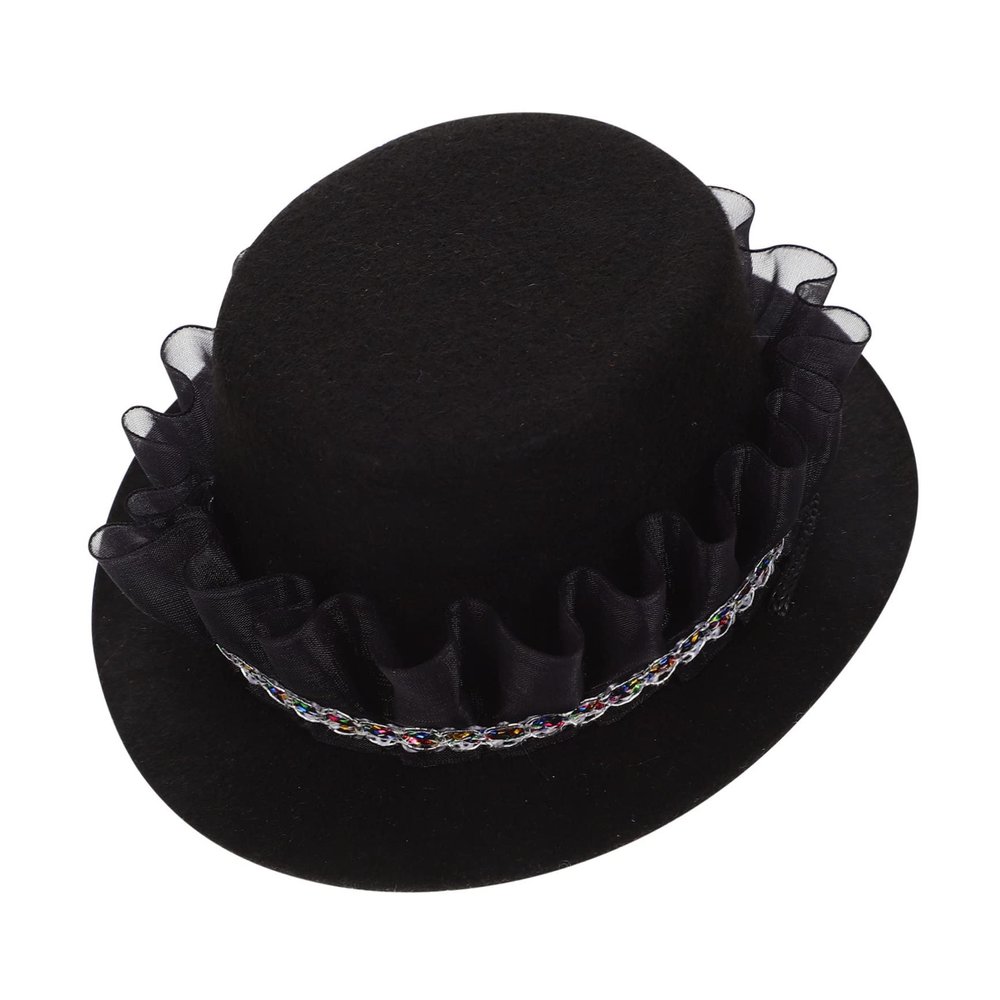 HAPINARY Adjustable Black Fabric Bowler Hat for Cats