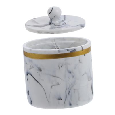 KONTONTY Resin Cotton Swab Holder with Lid, 200 ml, 1 Piece