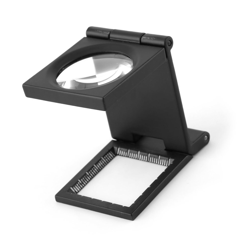 MOUMOUTEN Magnifying Glass, 10x, 28 mm Lens, Triple-Folding, Zinc Alloy, with Scale