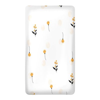 Treer Baby Fitted Sheet with Elastic, 3D Crib Sheet, Yellow Flowers, 95 x 65 x 10 cm