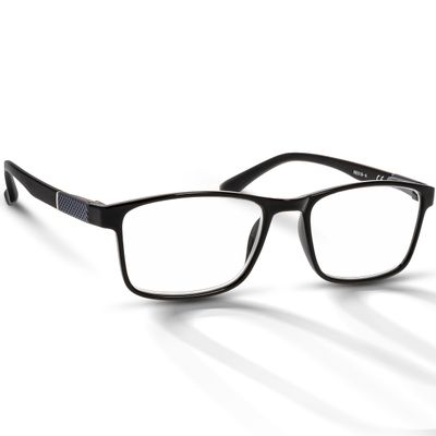 BRILO Men's Black Rectangular Reading Glasses +3.50