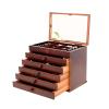 Large Wooden Jewelry Box Organizer with Lock and 5 Drawers view 1