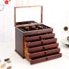 Large Wooden Jewelry Box Organizer with Lock and 5 Drawers view 2