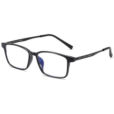 VEVESMUNDO Blue-Light-Blocking Reading Glasses, Full-Rim Metal Rectangular Readers for Men and Women, 1 pc, Light Black, +4.0