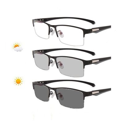 GSKDZG Men's Semi-Rimless Photochromic Progressive Reading Glasses +1.0