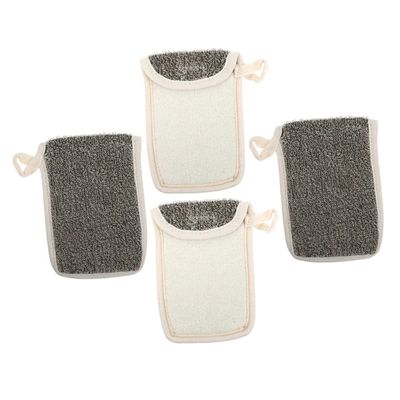 4 Black Linen Soap Bags for Lathering and Exfoliating