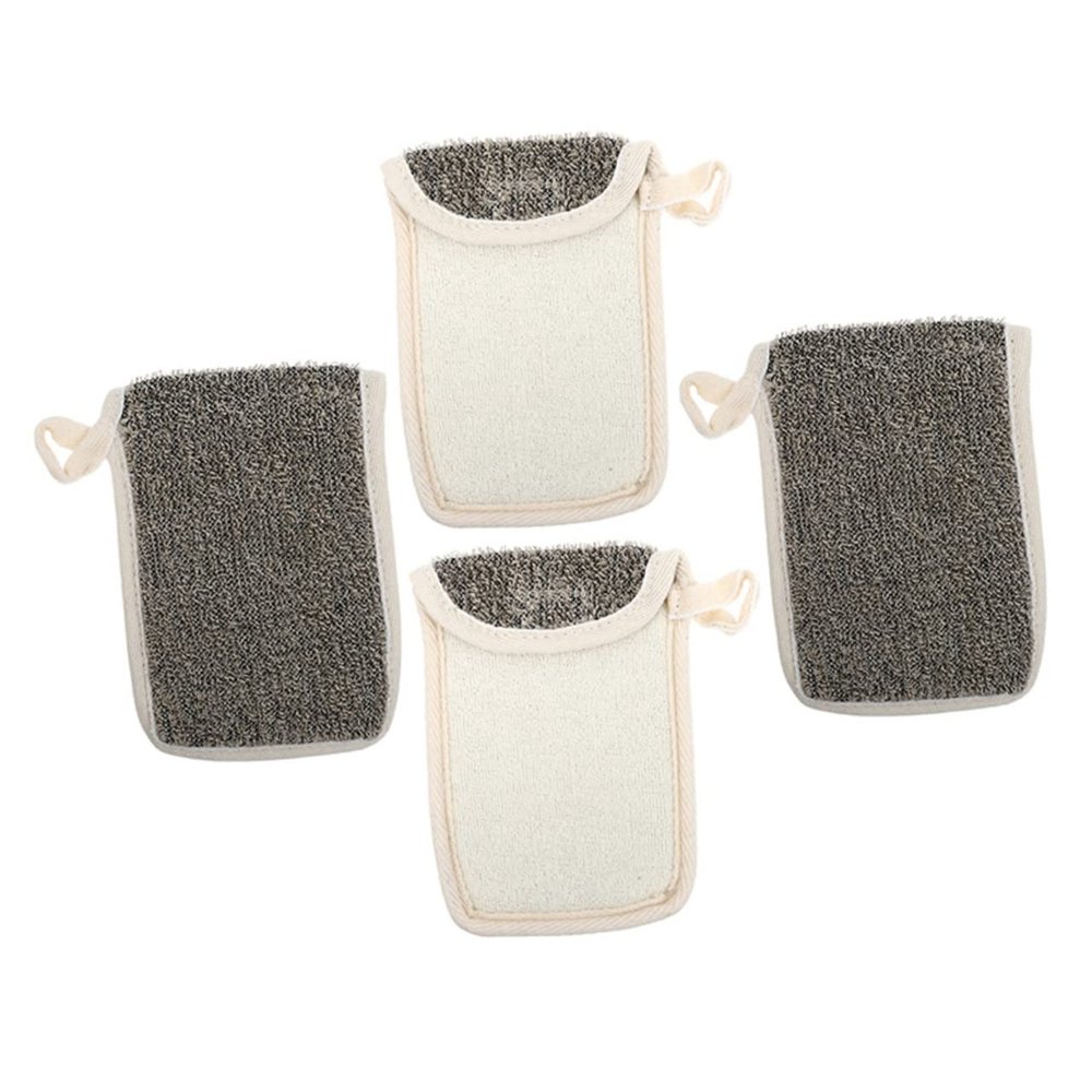 4 Black Linen Soap Bags for Lathering and Exfoliating