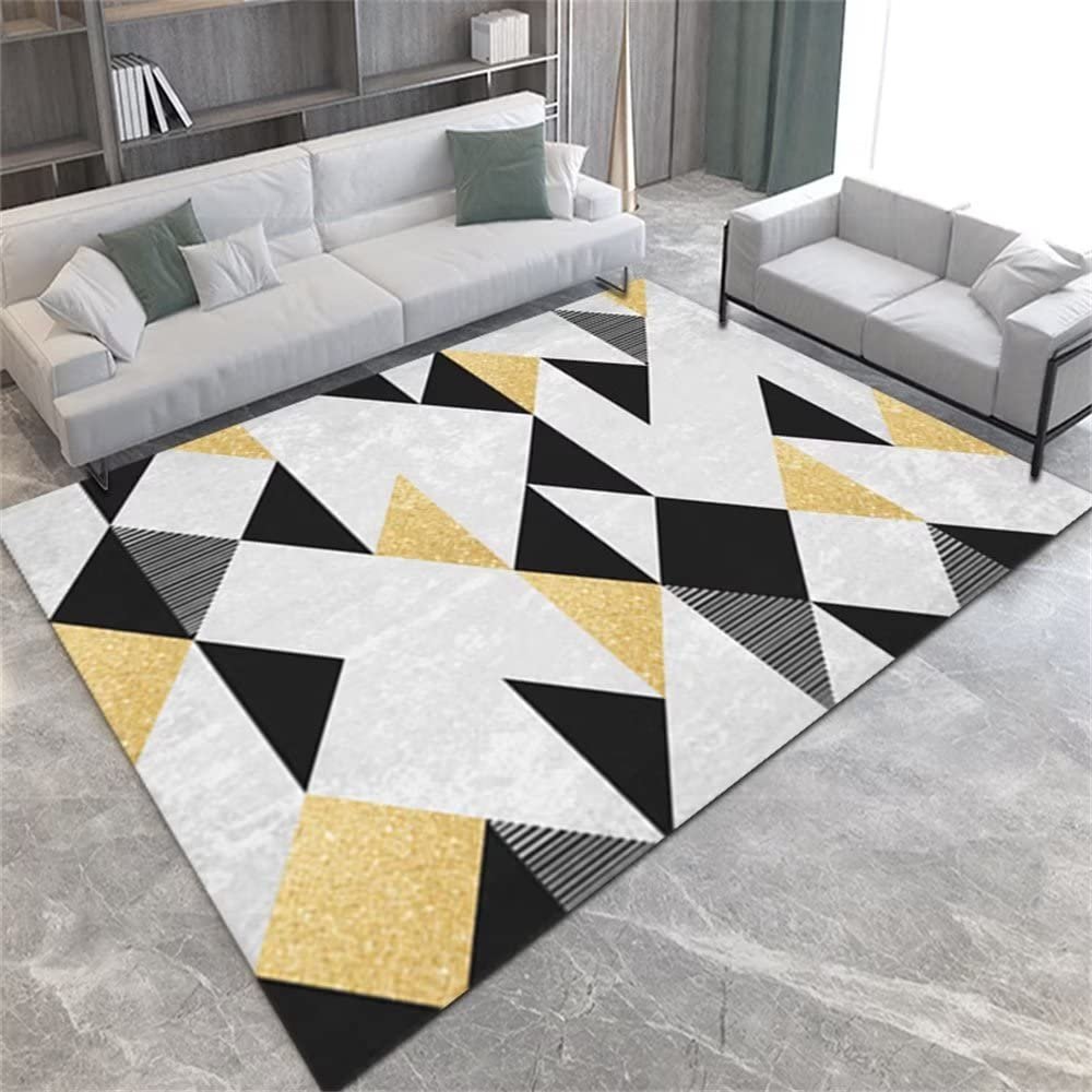 ZERAPH Girls' Bedroom Decor Rug, Gray-Black Triangle Geometric Pattern