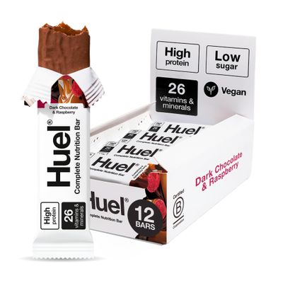 Huel Complete Nutrition Bars, 12 x 51 g, Dark Chocolate Raspberry