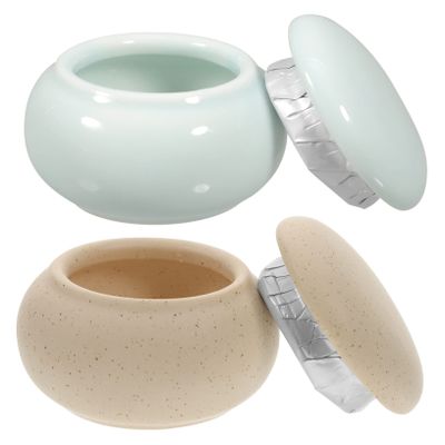 HAPINARY 2-Piece Ceramic Cosmetic Jars with Lids, Small Portable Manicure Containers