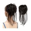 Synthetic Messy Bun Hairpiece with Elastic Tie, Curly Chignon Donut, Black/Brown view 1