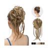 Synthetic Messy Bun Hairpiece with Elastic Tie, Curly Chignon Donut, Black/Brown view 2