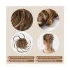 Synthetic Messy Bun Hairpiece with Elastic Tie, Curly Chignon Donut, Black/Brown view 3